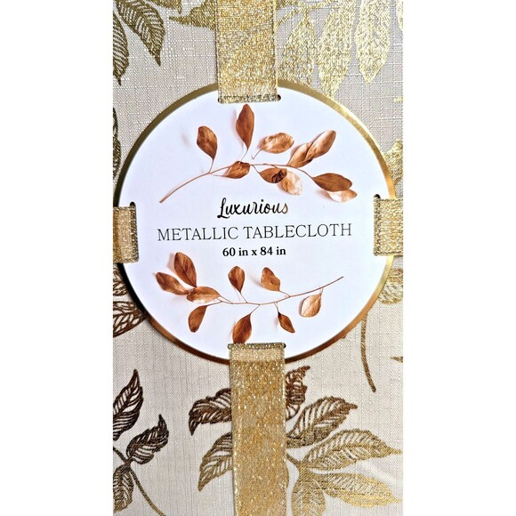 Luxurious Metallic Tablecloth Kitchen Dining Table 60 x 84-in Polyester Gift - Picture 2 of 6